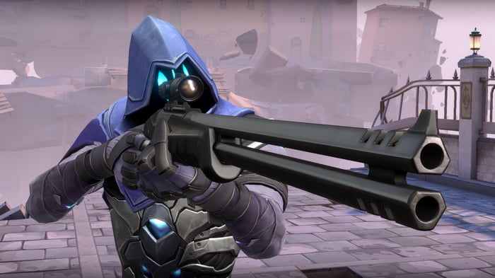 Omen from Valorant holding a shotgun