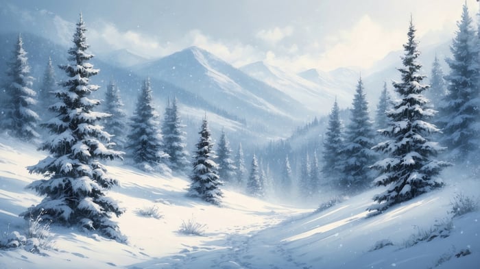 Winter Forest Scenery 4K Digital Art
