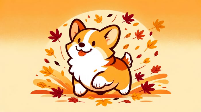 Cute Corgi Dog in Autumn Leaves 4K