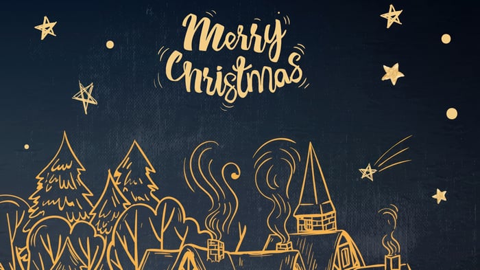 Merry Christmas with stars and houses
