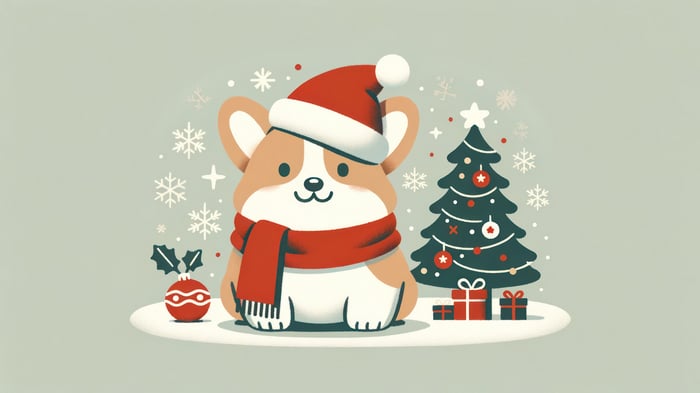 Corgi with Christmas Tree and Gifts 4K
