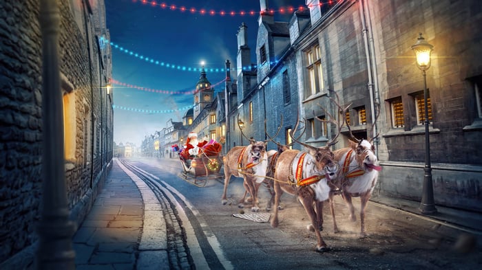 Santa Claus and Reindeer Sleigh in 4K