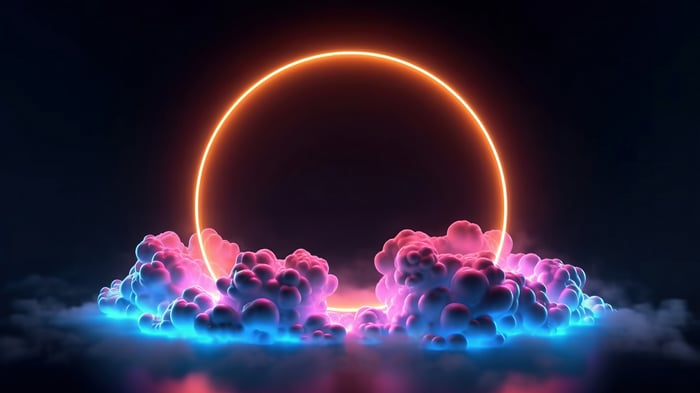 Neon Ring Over Colorful Clouds 4K