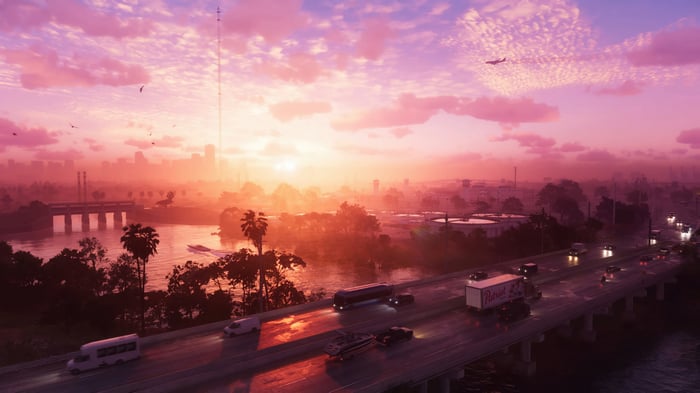Grand Theft Auto 6 4K Sunset Over City and Highway