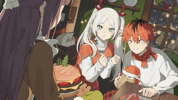 Frieren, Stark, and Fern celebrate Christmas