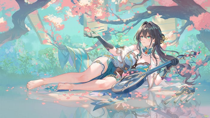 Ruan Mei from Honkai: Star Rail playing Ruan