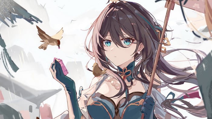 Ruan Mei from Honkai: Star Rail feeding birds