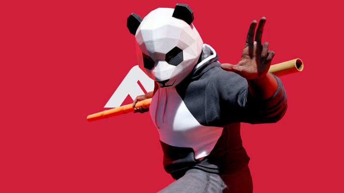 The Finals Panda Character Holding a Staff