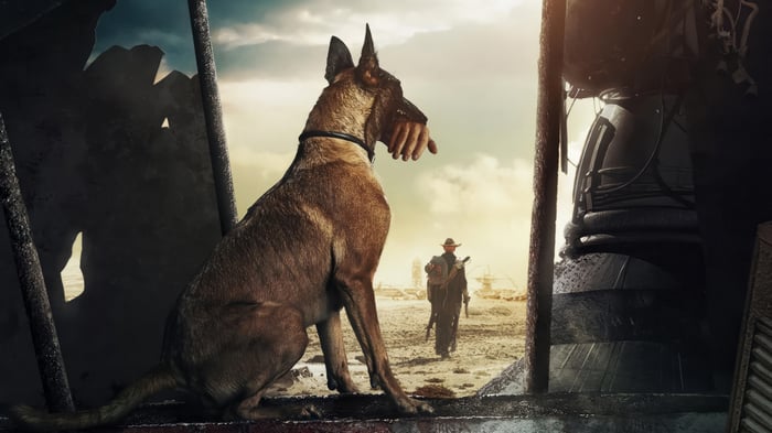 Fallout Series Dog in a Post-Apocalyptic Landscape 4K