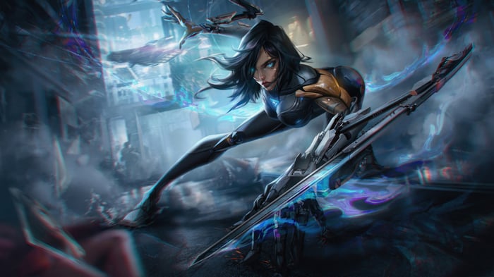 Cyberpunk Cyborg Girl with Sci-Fi Weapon 4K