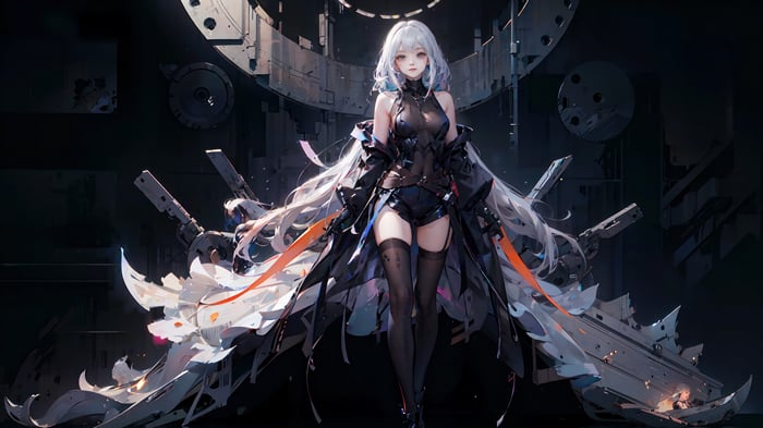 Anime Girl with White Hair in Sci-Fi Setting 4K