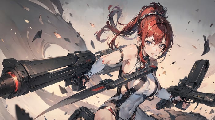Anime Girl with Sci-Fi Weapons in 4K