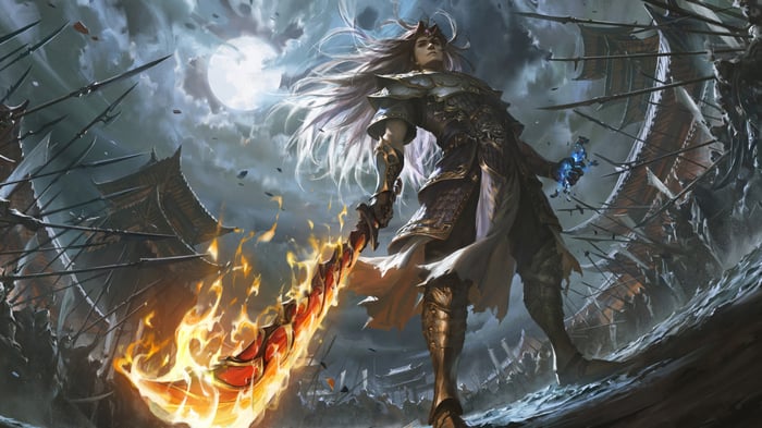 Fantasy Warrior with Flaming Sword