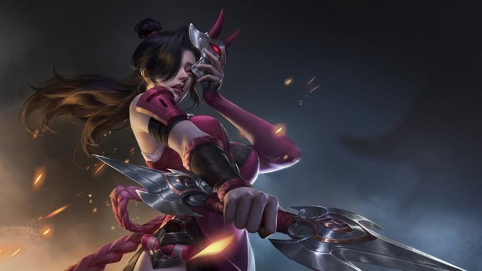 Fantasy Ninja Girl with Mask and Blades 4K
