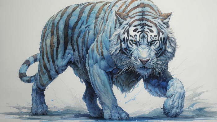 White Tiger Digital Art 4K