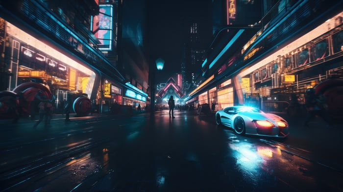 Cyberpunk City Street at Night 4K
