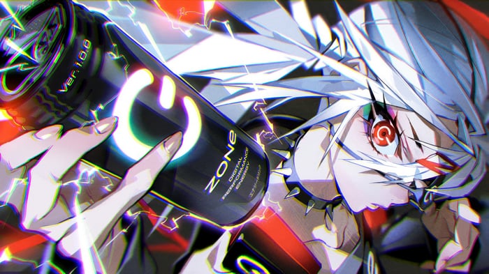 Anime Girl Holding a ZONE Energy Drink