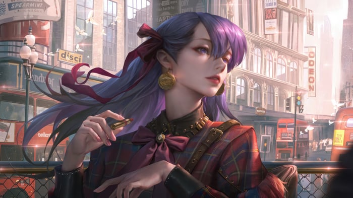 Anime Girl with Lipstick in London 4K