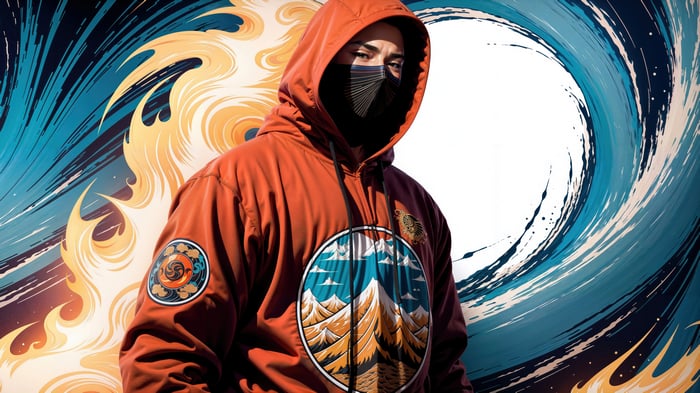 Anime Boy in Hoodie with Mountain Graphic 4K