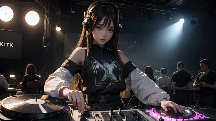 Anime DJ Girl with Headphones in 4K