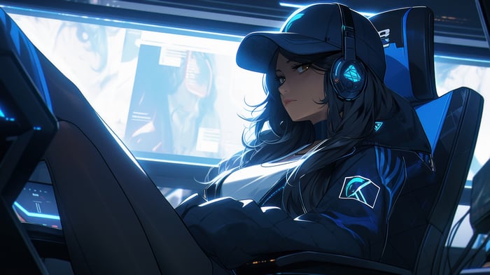 Anime Girl Wearing Cap and Headphones
