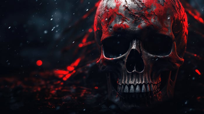 Digital Art 4K Skull with Red Accents