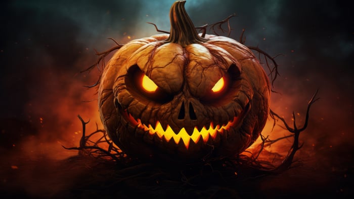 Scary Halloween Pumpkin with Glowing Eyes