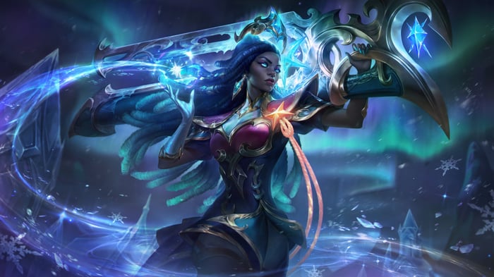Winterblessed Senna with a Starry Sword in League of Legends 4K