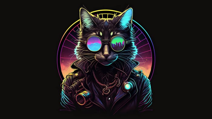 Cat wearing sunglasses and leather jacket, 4K