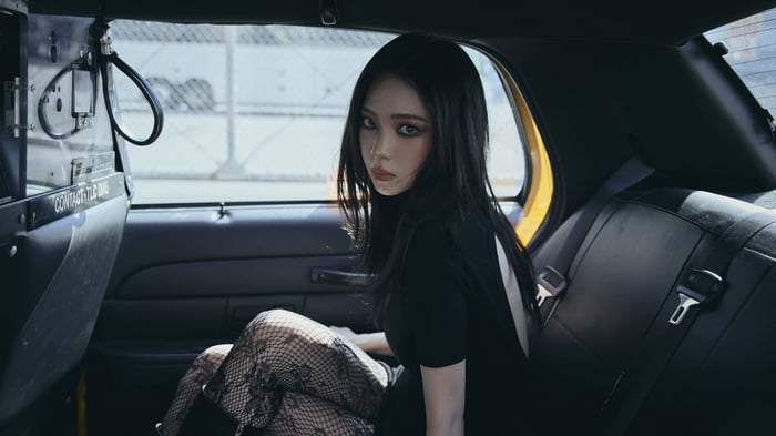 Karina from Aespa in a car