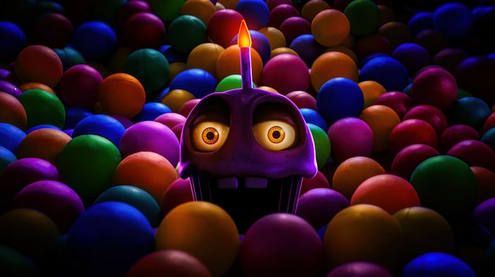 Horror cupcake with candle in ball pit 4K