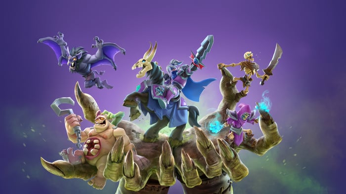 Warcraft Rumble Characters on a Giant Hand