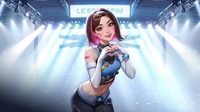 D.Va from Overwatch 2 and Le Sserafim in 4K