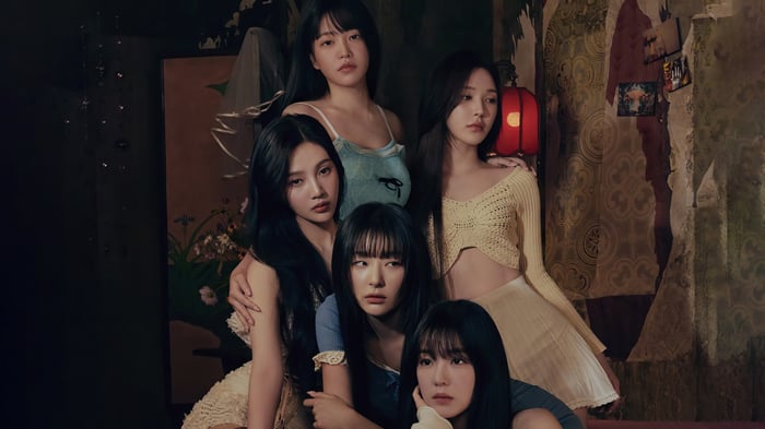 Red Velvet members in a dark, vintage setting