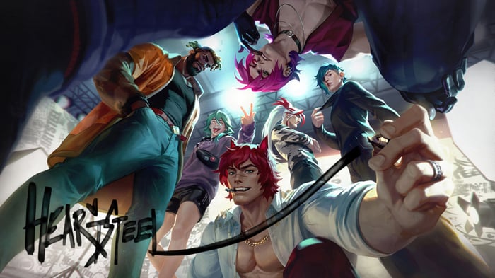 Heartsteel Splash Art with Ezreal, Yone, Kayn, Sett, Aphelios