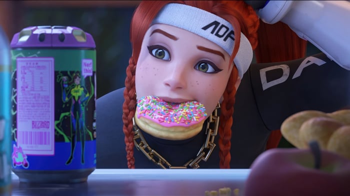 Brigitte eating a donut, Overwatch