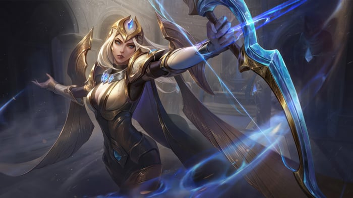 Ashe from League of Legends with a bow