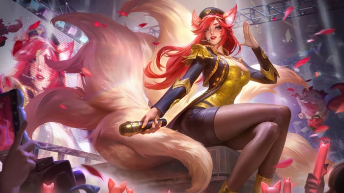Ahri from League of Legends performing on stage