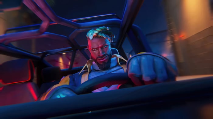 Heartsteel Ezreal driving a car