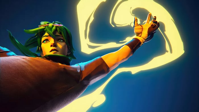 Ezreal from League of Legends with yellow energy