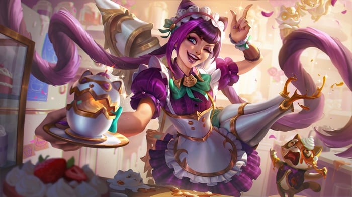 Cafe Cuties Jinx League of Legends Splash Art 4K