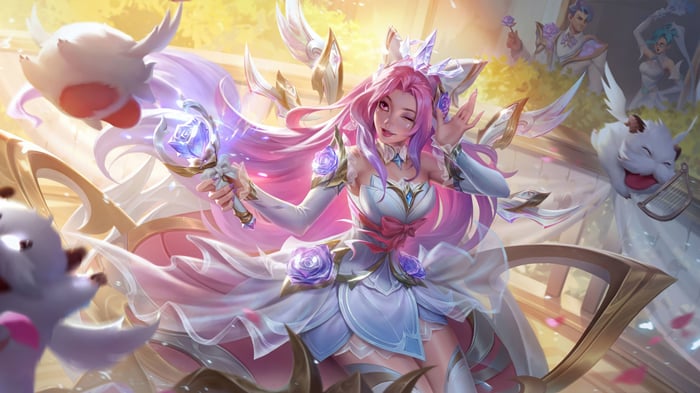 Seraphine and Poro in League of Legends Splash Art 4K