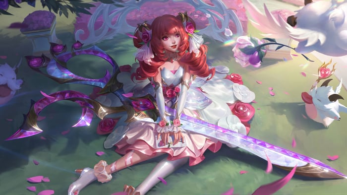 Gwen with Giant Scissors in League of Legends Splash Art 4K
