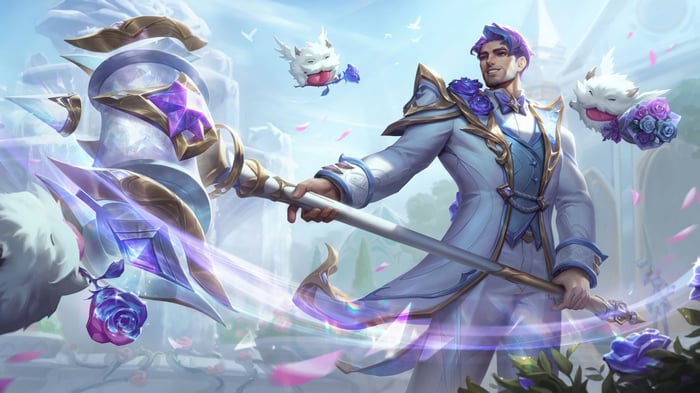 Jayce in a Wedding Suit with a Hammer and Poros