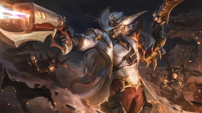 Lucian from League of Legends with guns