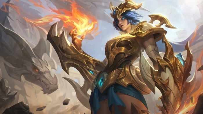 Shyvana from League of Legends with a Dragon