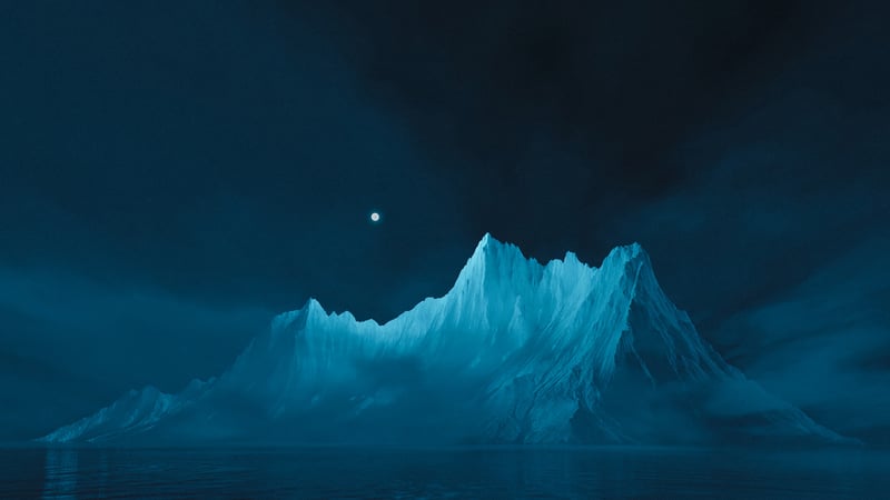 Digital Art of Iceberg Under Moonlight