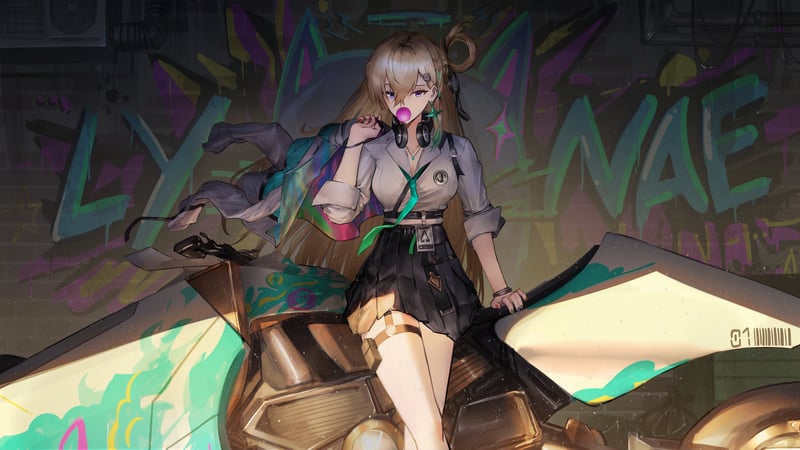 Lynae from Wuthering Waves on a motorcycle