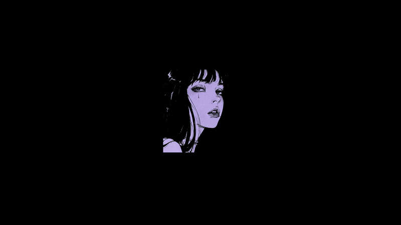 Anime girl with long hair and teary eyes