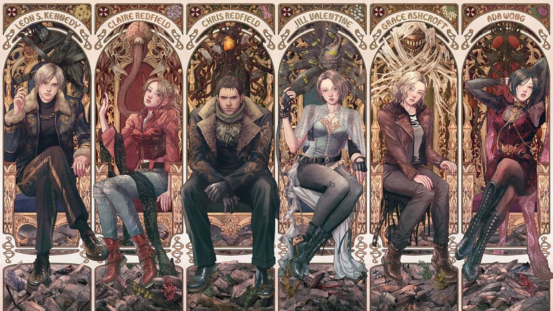 Resident Evil Characters in Art Nouveau Style
